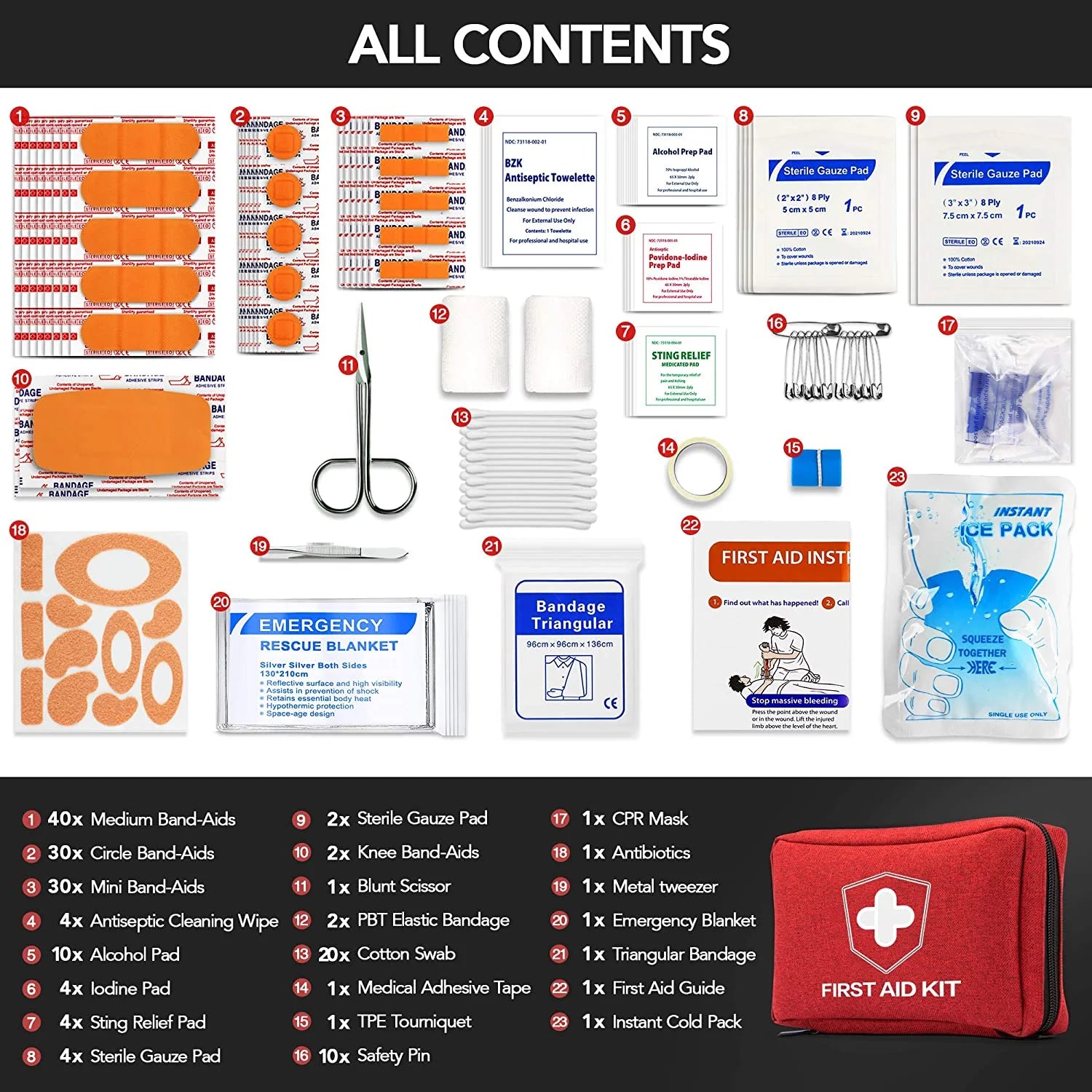 Waterproof Emergency First Aid Kit (170 Piece)